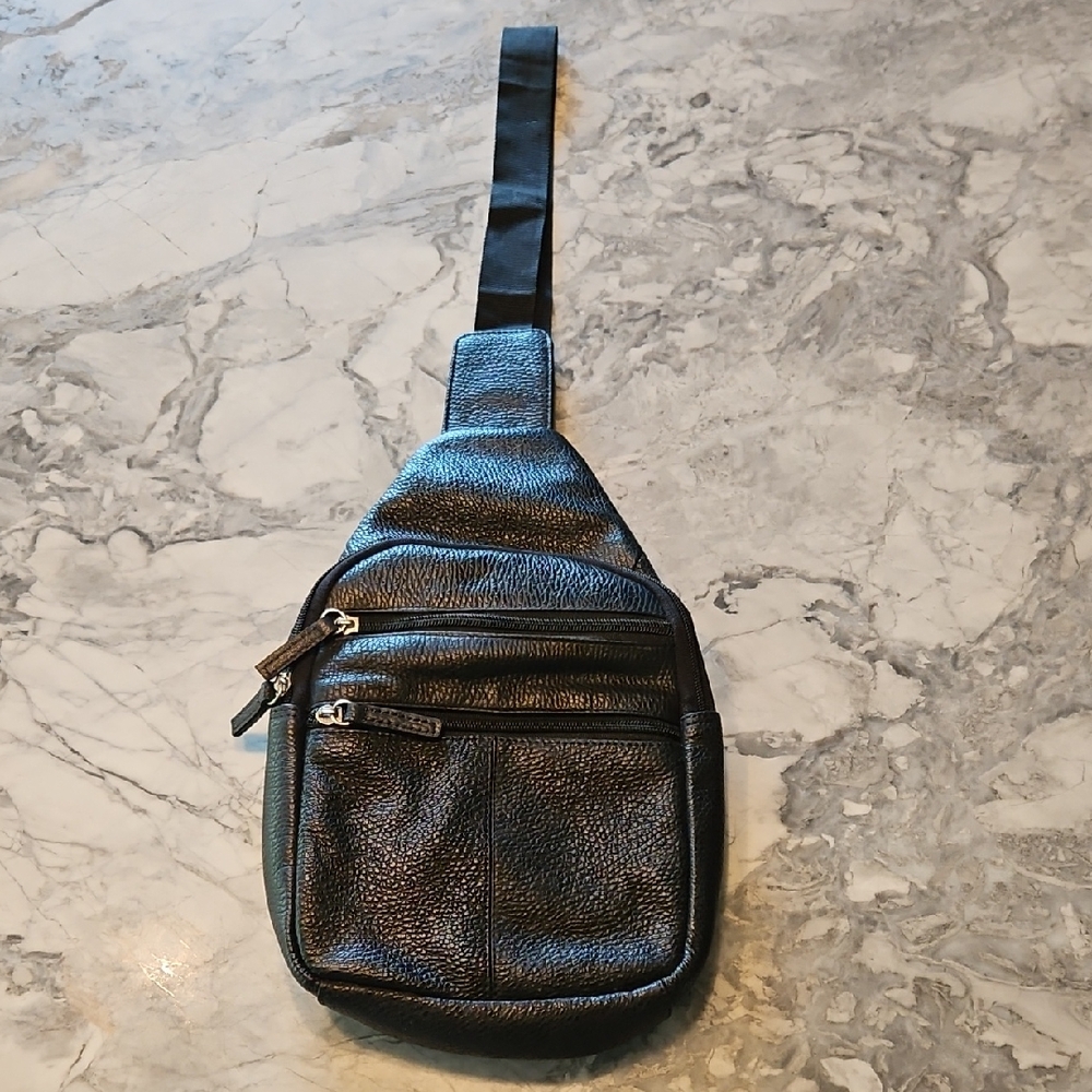 Elegant Black Textured Belt Bag